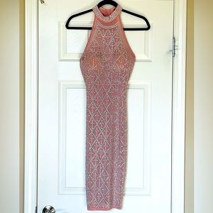 Light Pink Rhinestone Cocktail Dress